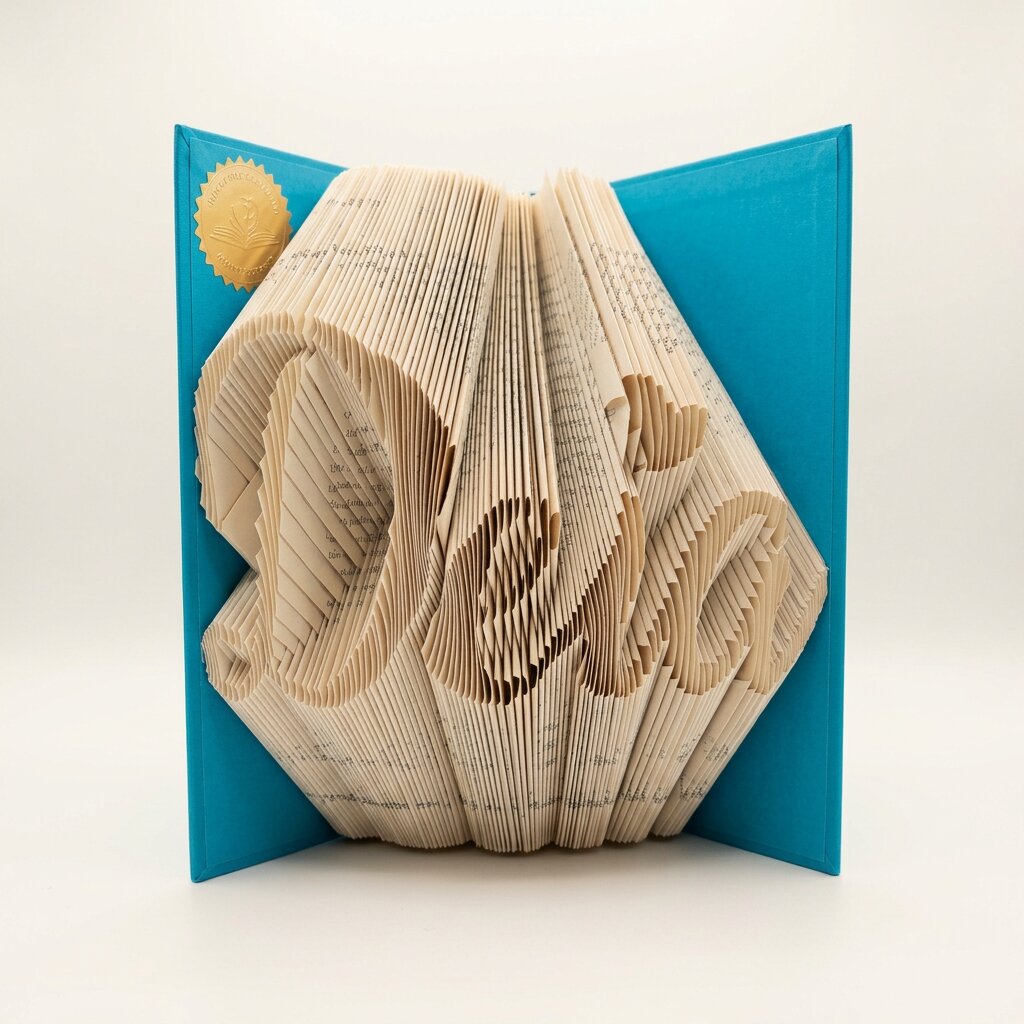 Livro dobrado com figura de coração em bookfolding Livro dobrado com figura de coração em bookfolding